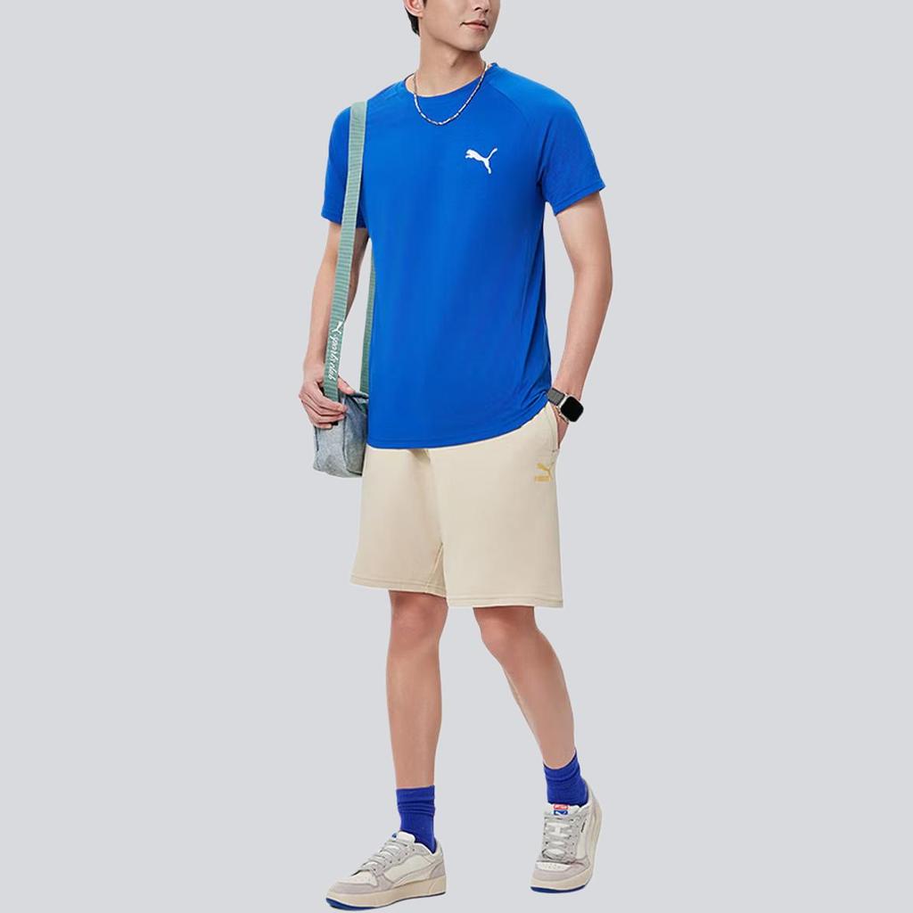 PUMA EVOSTRIPE T Shirts Unisex Blue Glaze 17 Crew Neck Moderate 690664-17