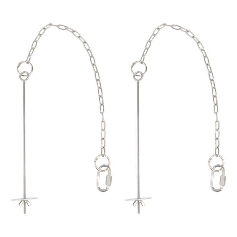 Stainless Steel Hanging Chicken Feeders with Adjustable Chain and Vegetable Skewers for Bird Cage Enrichment and Foraging Stimulation