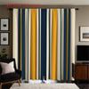 Set Of 2 Flat Printing Curtains Yellow Blue White Vertical Striped Pattern Us Style Polyester Fabric Windo Curtain With Rod Pocket