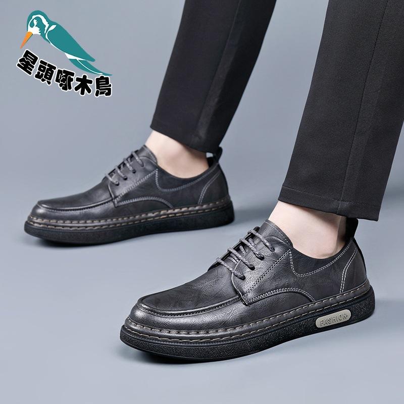 Star-headed woodpecker men's shoes new soft-soled leather shoes men's Korean version leather casual shoes men's cotton shoes