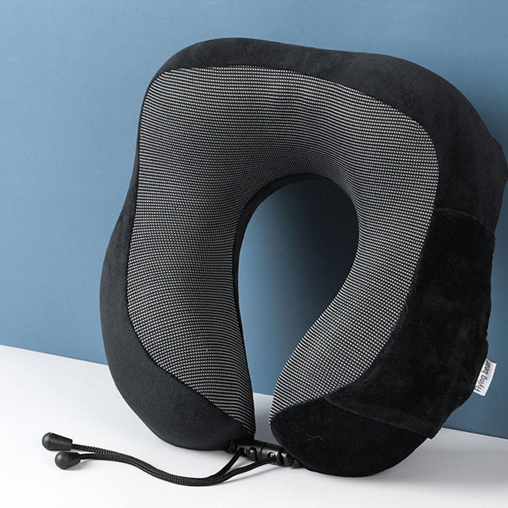 Memory cotton u-shaped pillow slow rebound nap neck pillow, can store travel aircraft neck pillow
