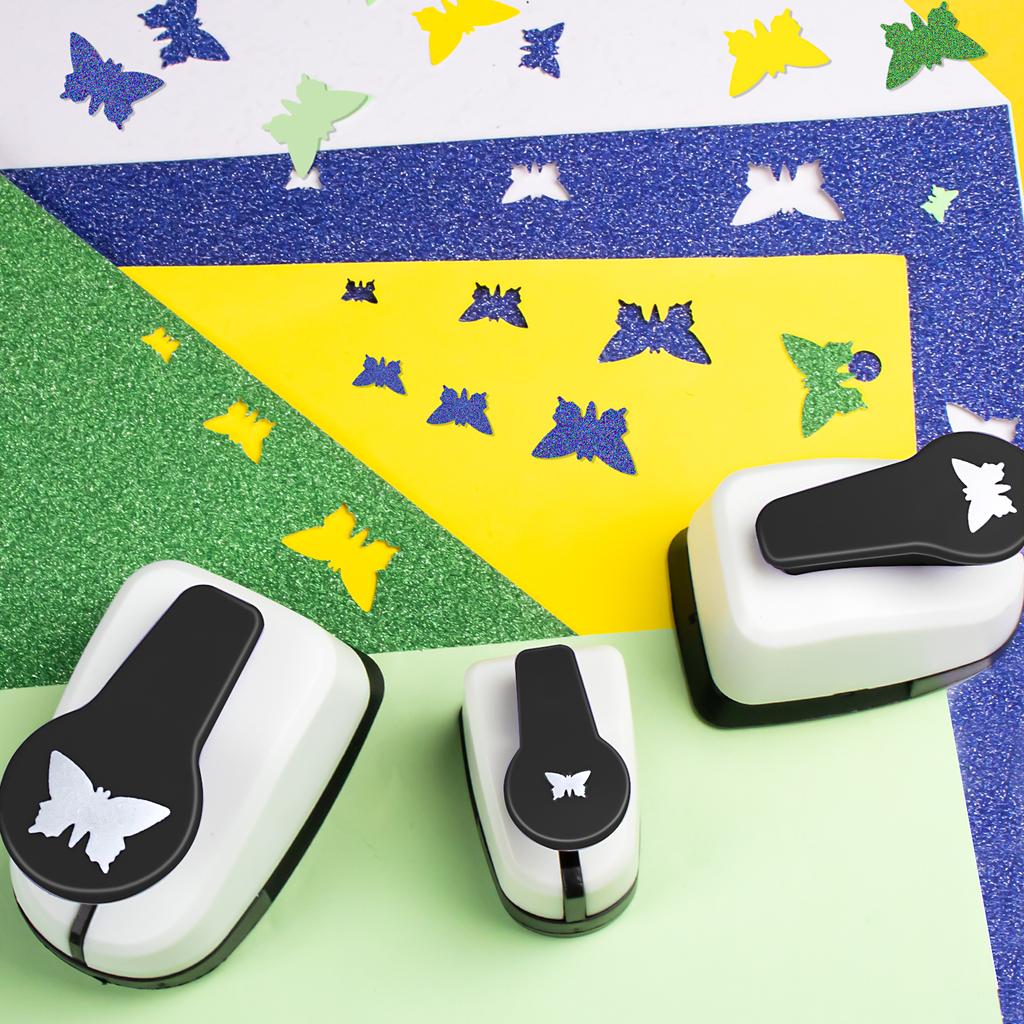 3pcs Paper Cutter for Crafts Hole Punchers Tool Set 3/8 5/8 1 Inch 9 16 25mm Butterfly Paper Shapes for Card Making Scrapbook