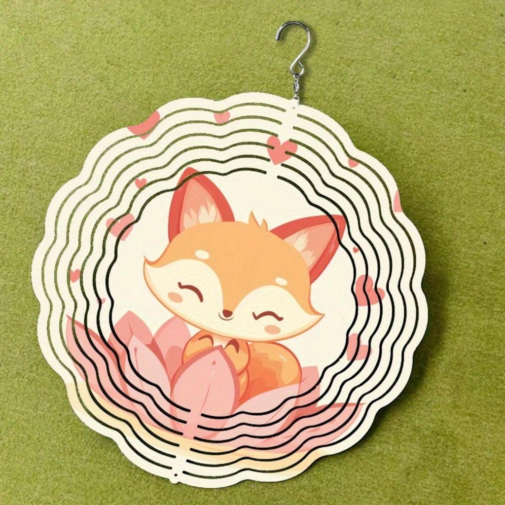 Fox and Lotus Heart Design Metal Wind Chime with 360 Rotating Hook for Garden Balcony Patio Indoor Outdoor Decor No Electricity Needed