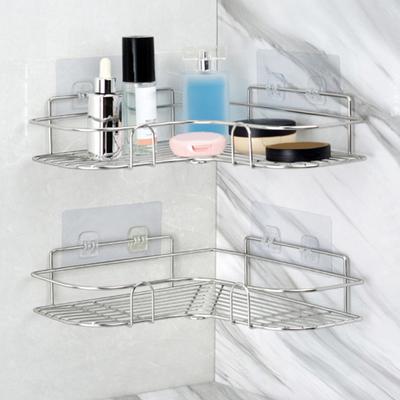 1 Set Sturdy Premium Practical Stable Shower Corner Shelf Punch-free Storage Holder Shower Organizer
