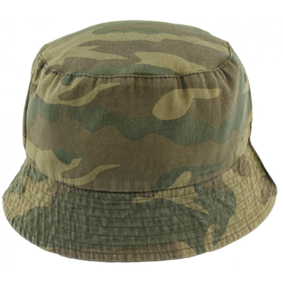 (Camo Greens, M) Tom Franks Mens Reversible Cotton Bucket Sun Hat