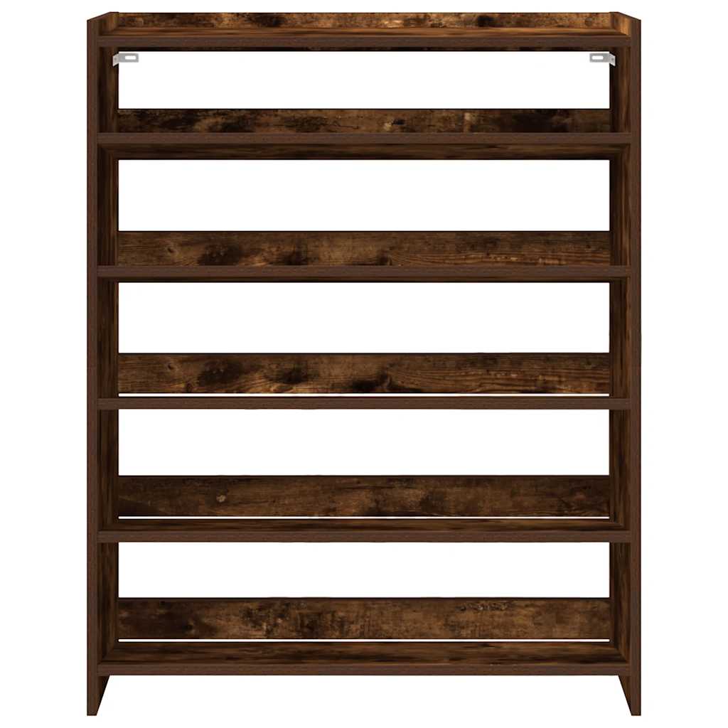 Shoe Rack Smoked Oak Finish 31.5 x 9.8 x 39.4 in (80 x 25 x 100 cm) Engineered Wood
