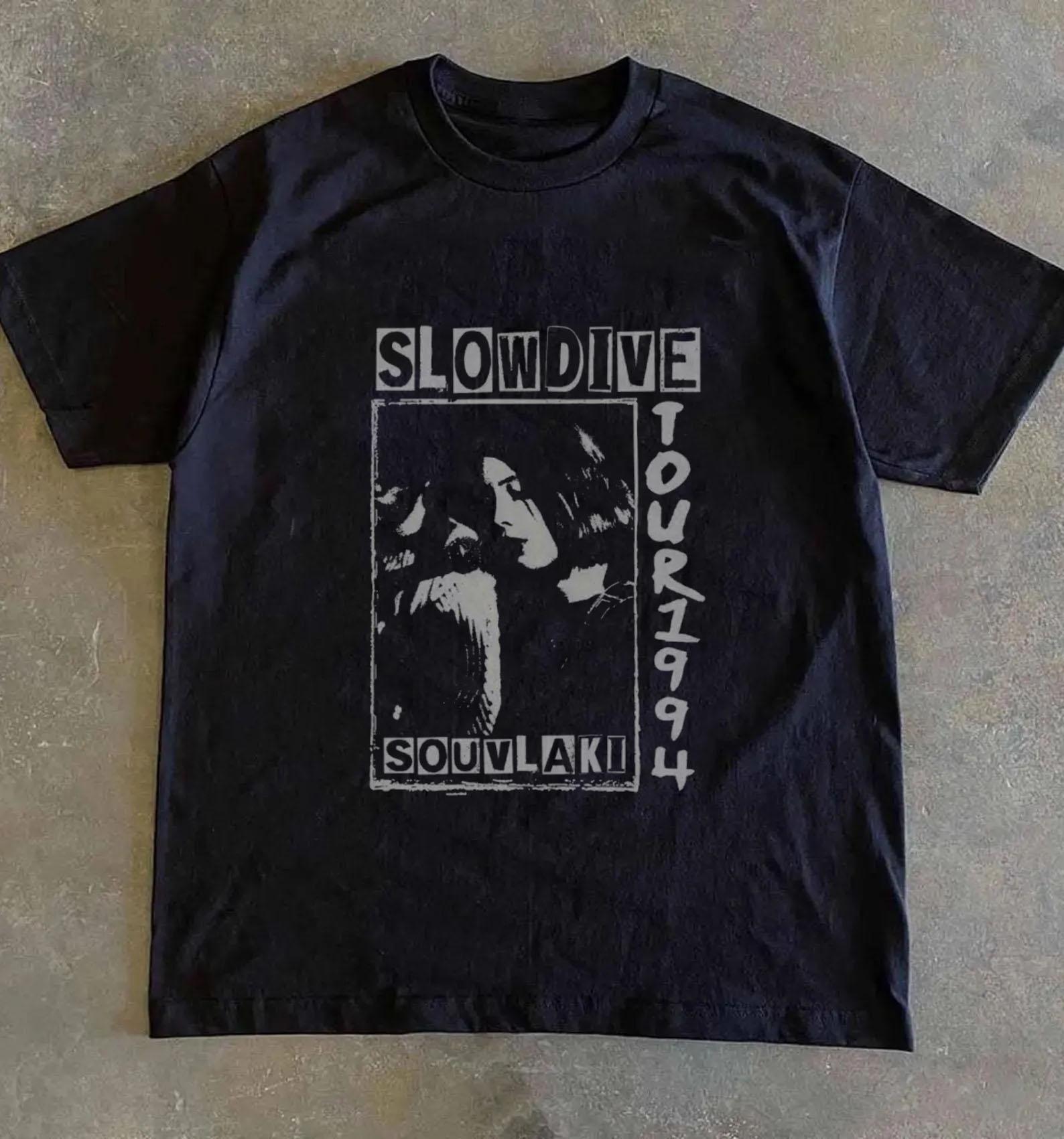 SLODIVE T-Shirt , Unisex Cotton, Retro T-Shirt, 90s Alt Rock Tee M
