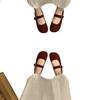 Mori woolen single shoes women's shoes 2025 spring and autumn new French retro casual flat bottom with Mary Jane shoes