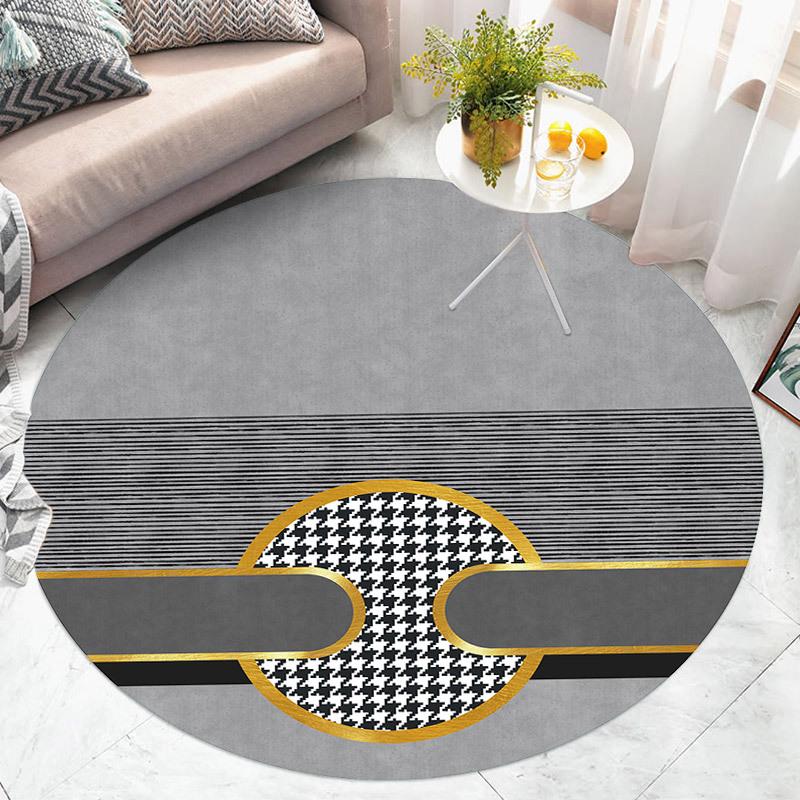 Fashion Round Rug Home Anti-Slip Gold Floor Mat Children's Bedroom Carpet Living Room Carpet