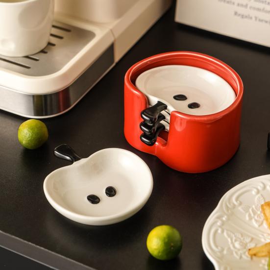 Set di 4 ciotoline in ceramica per salse Piccole ciotole per salse e condimenti Impilabili Lavabili in lavastoviglie Ciotoline da portata per feste Snack per barbecue