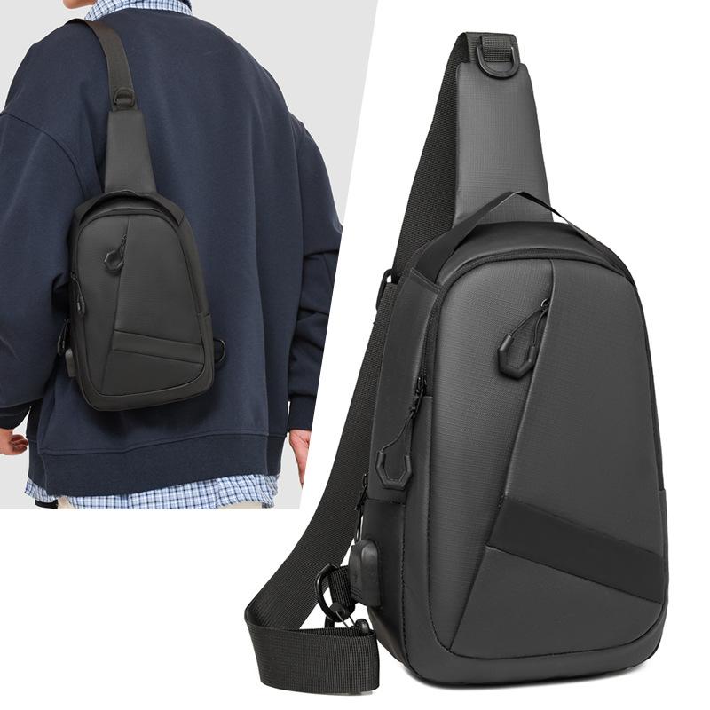 New Men's Fashion Casual Business Breast Bag One Shoulder Crossbody Bag Commuter Large Capacity Simple Sports Bag