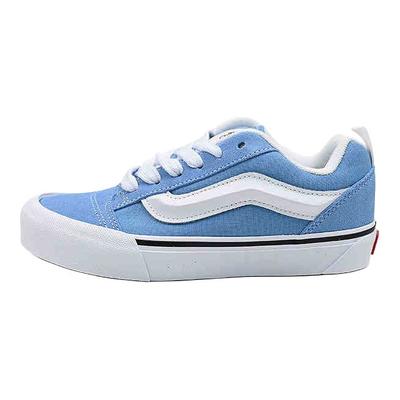Knu Skool Fabric Cow Split Leather Trendy Comfortable Low Top Skate Shoes Unisex Sneaker Blue VN000D6CE2W