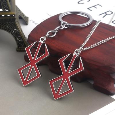 Women Anime Simple Sword Red Cosplay Charm Shape Pendant Keychain Necklace Gift