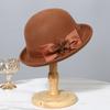 2025 New Winter Curl Brim Wool Fedora Hats For Women Elegant Bow Flower bucket hat Hat Vintage Formal Fascinator Cap Mujer
