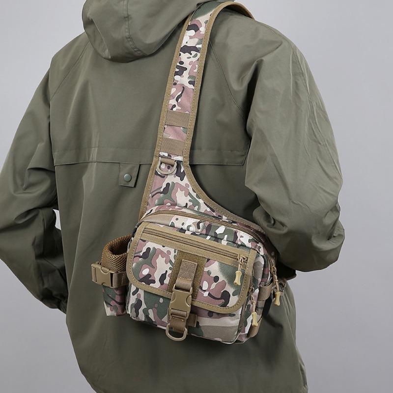 Breast bag Men's outdoor sports Luya bag New large-capacity Oxford cloth multi-functional breast bag Tactical messenger bag