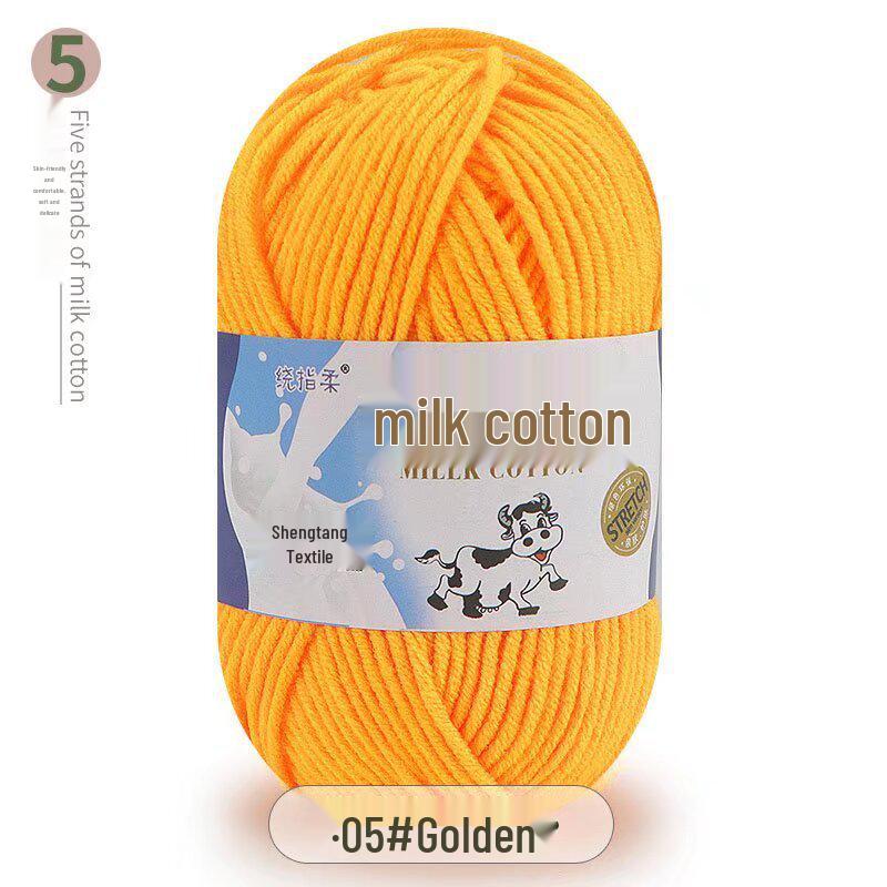 Five-Strand Milk Cotton Yarn for Crochet: Medium-Thick, Hand-Knitted DIY Kit for Dolls, Shoes, Scarves.