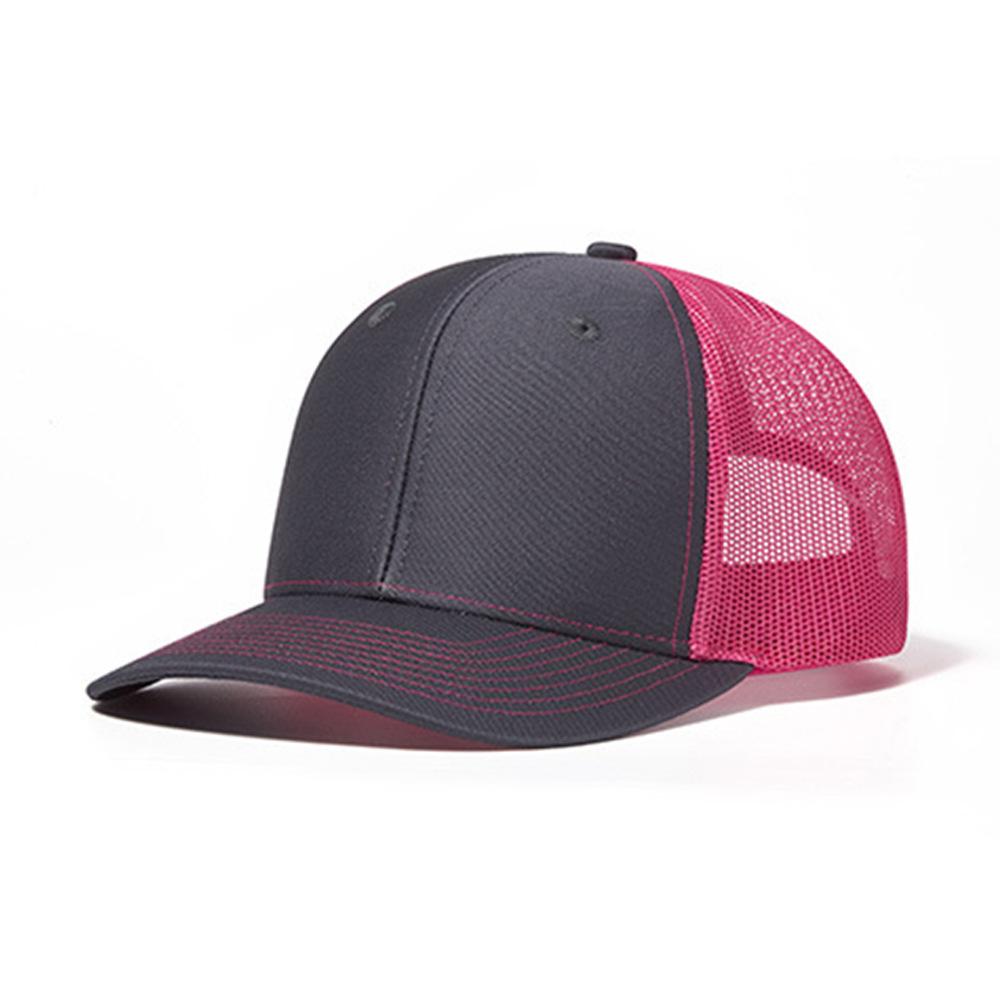 Dark Gray Powder Mesh Summer Sunshade Mesh Cap Curved Brim Embroidery Breathable Outdoor Sunshade Hat Baseball Cap