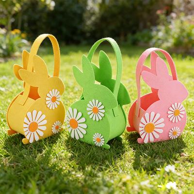 2026 Easter Bunny Basket, Soft Felt Candy Tote Bag & Gift Storage, Kids Easter Party Decoration & Egg Hunt Game Props Gift Bags