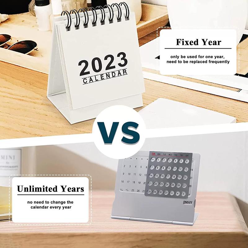 WTEMPO Metal English Desk Calendar DIY Home/Classroom /Store Perpetual Calendar Decorative Craft Gift Unlimited Years To Use
