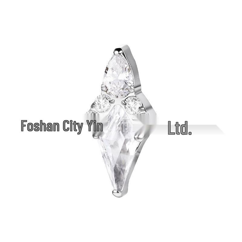 Titanium Alloy Rhombus Zirconium Ear, Lip, and Tongue Piercing Studs