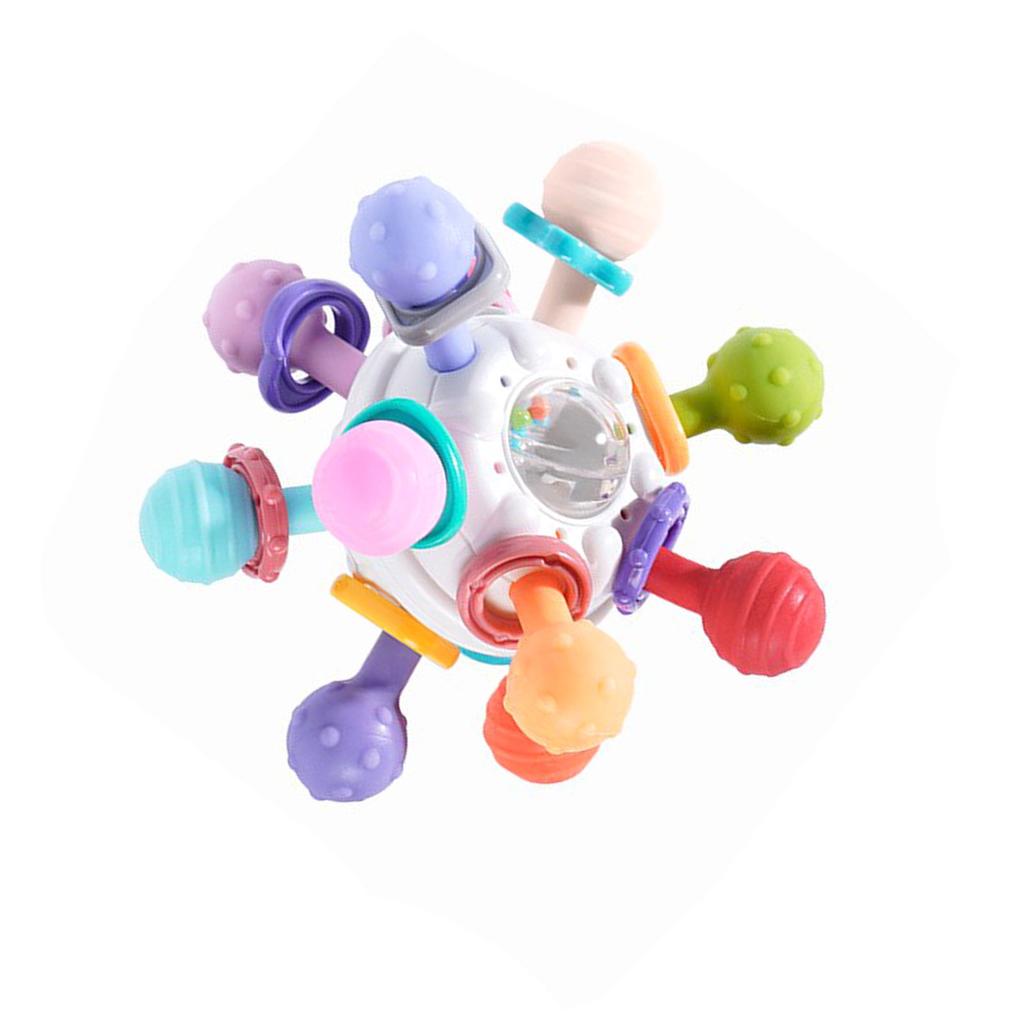 Baby Hand Rattle Toy Colorful 12 Teething Balls Gum Massage Early Educational Ringing Toys Pink