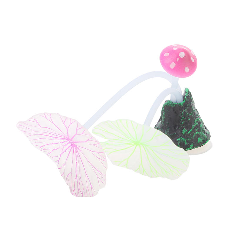 Artificial Coral Reef Aquarium Stones Shiny Luminous Mushroom Lotus Leaf Decorating Fish Tank
