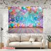2D Garden Party Themed Birthday Photo Booth Backdrop with Balloons