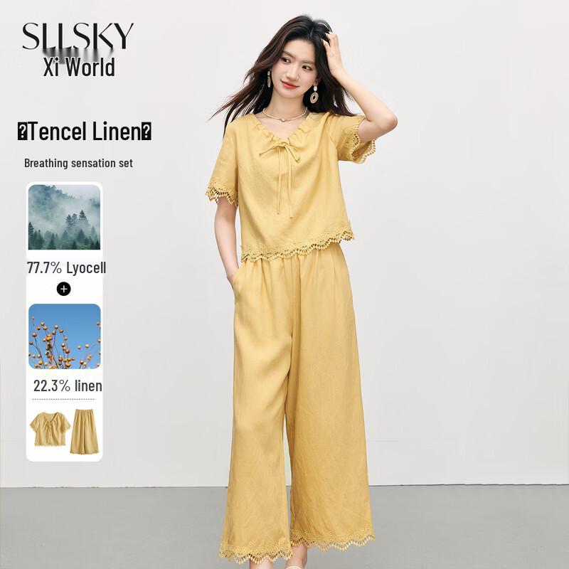 Women s Casual Tencel Linen Two-Piece Set M