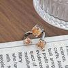 Super Fairy Light Luxury High-End Purple Zircon Row Diamond Flower Opening Ring Niche Full Of Diamonds Sweet And Cool Personality Ring Woman