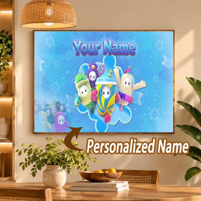 Custom Name Fall Guys 5D Diamond Painting Personalized Full Drill Diamond Art Kit Gift
