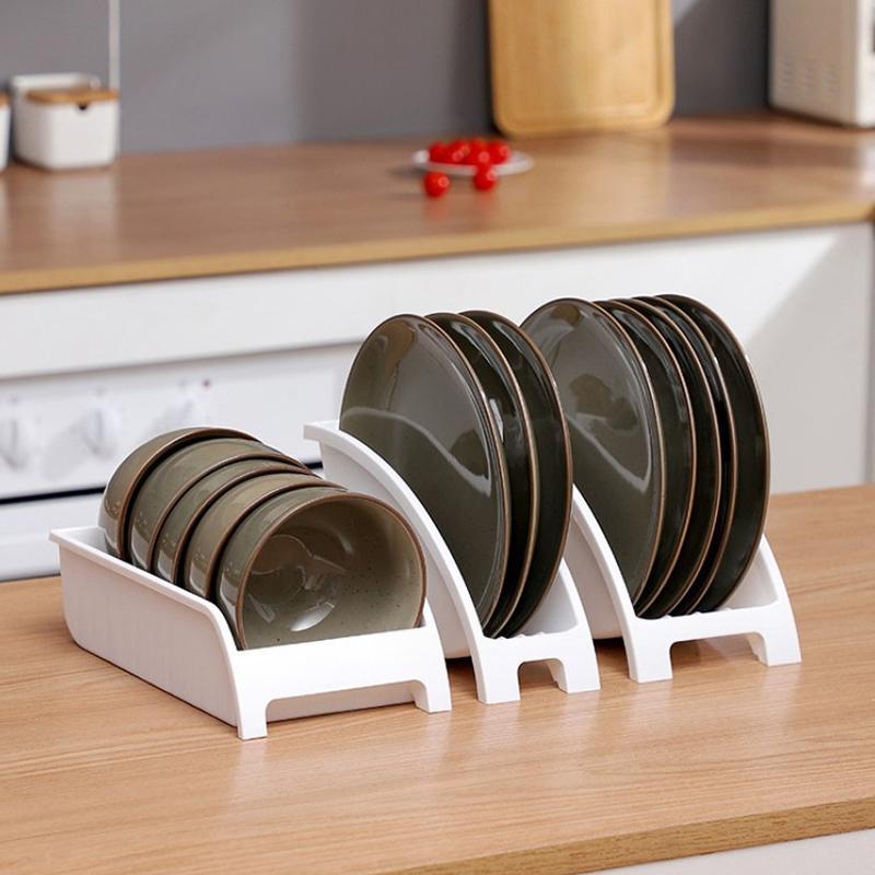 1 Pack Plastic Cabinet Rack Plate And Dish Storage Rack Bowl Cup Rack Multi-Function Storage Rack Kitchen Utensils Rack