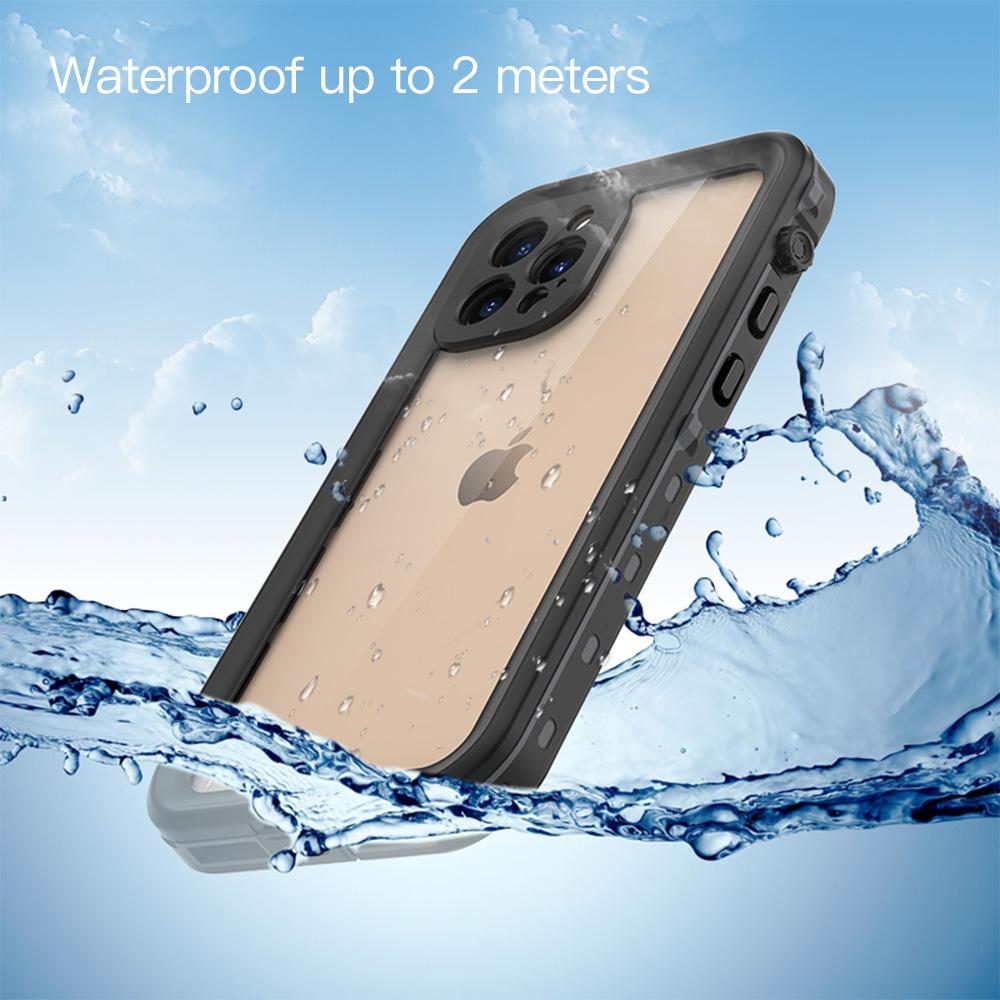 

REDPEPPER Dot+ Series IP68 Waterproof Case for iPhone 12 Pro Max,PC+TPU Full Body Shockproof Clear Phone Cover Black