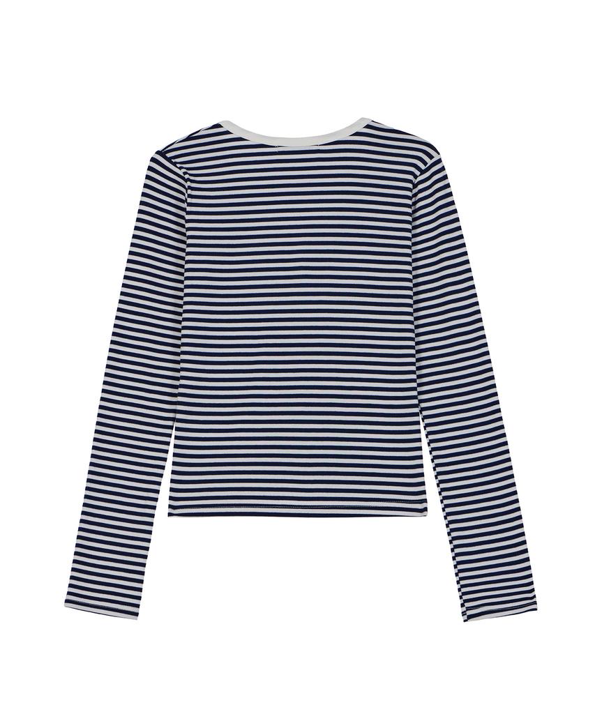 DYSFUNCT Stripe Round Embraider T-Shirt(Navy)