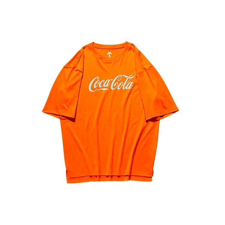 

Anta X Coca Cola Lifestyle Series Logo Print Loose Short Sleeve T-Shirt Unisex Tops Orange 95029160-5 L