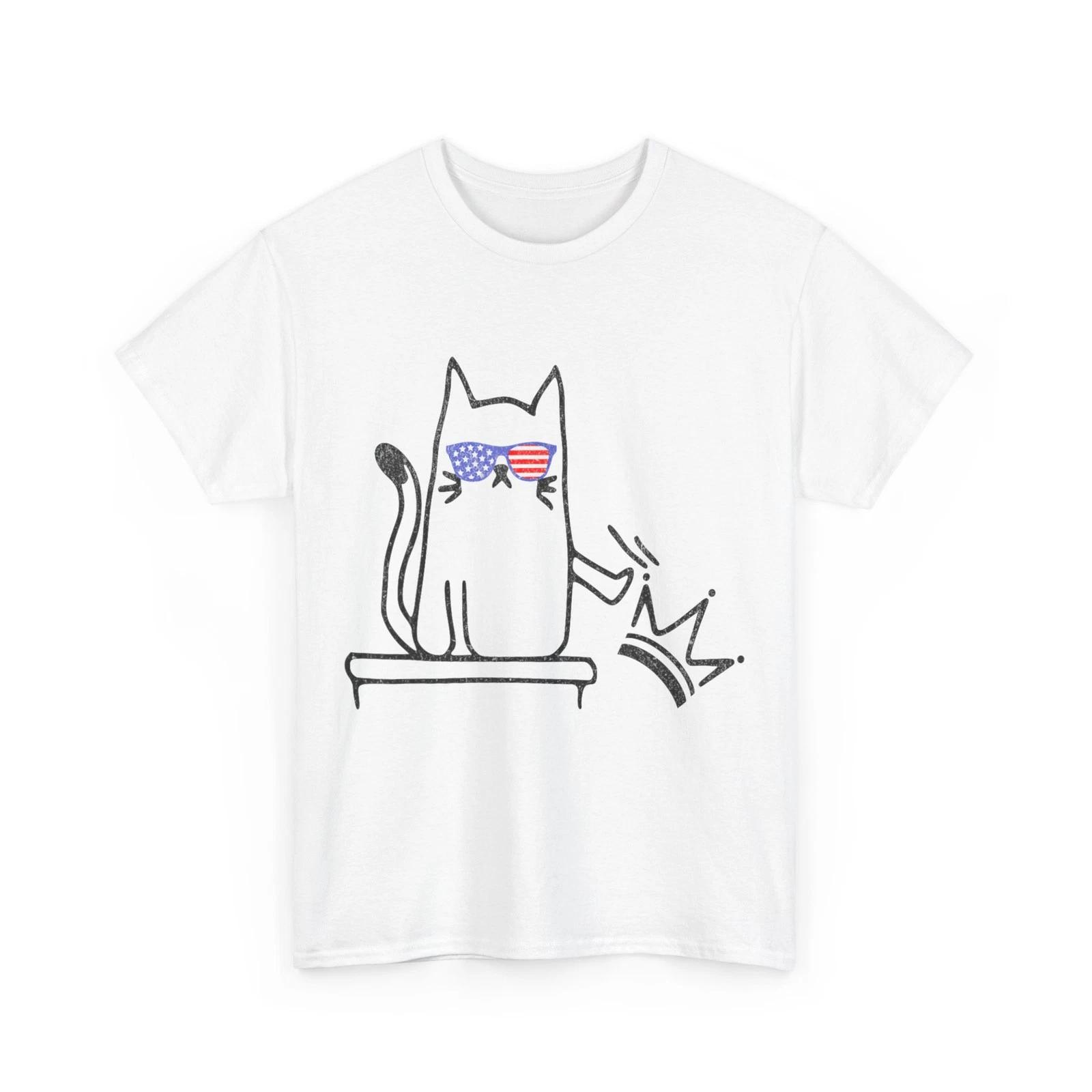 Cat No Kings in America Shirt, Funny Political Cat Protest Shirt 2XL