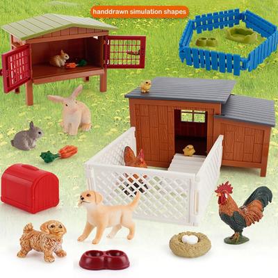 Puppy Figurine Farm Henhouse Model Chicken Rabbit Ranch Model Toy  Playset For Kids