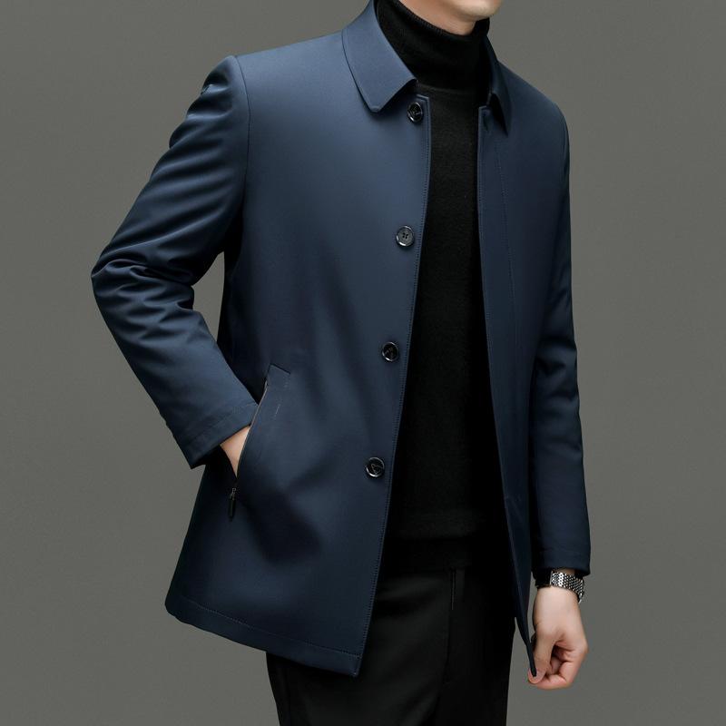 Autumn and Winter Men's Middle-aged Business Casual Jacket Lapel Removable Liner Executive Cotton-padded Jacket