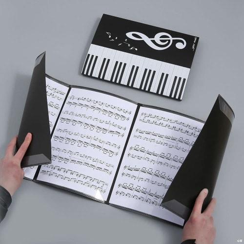 Samcos A4 Size Sheet Music File, 4-Sided, Holds 6 Sheets, Expands to 4 Pages, Writes on, Non-Reflective, Perfect for Sheet Music, Composition, Lessons