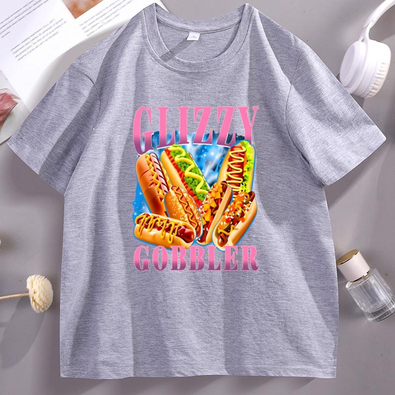 Funny Glizzy Gobbler Meme T Shirt Hilarious Hotdog TShirts Casual Soft Pullover Cotton Tshirt Unisex Unisex Tee Shirt High Quality