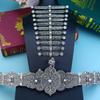 Slavic Caucasus Bride Jewelry Set For Women Crystal Dress Belt Breastplate Set Antique Silver Color Turks Belt