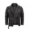 Men Pu Leather Motorcycle Jacket Multi Zipper Belt Hip Hop Biker Casual Outerwear