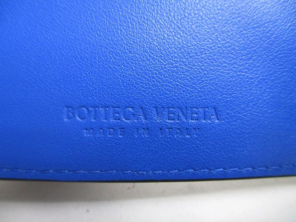 Authentic BOTTEGA VENETA Intrecciato Black Blue Leather Bifold Bill Wallet #a469  Refurbished