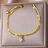 Cross Stainless Steel Cross Anklet Golden Zircon Cross Anklets Double Layered Ankle Chains  Woman