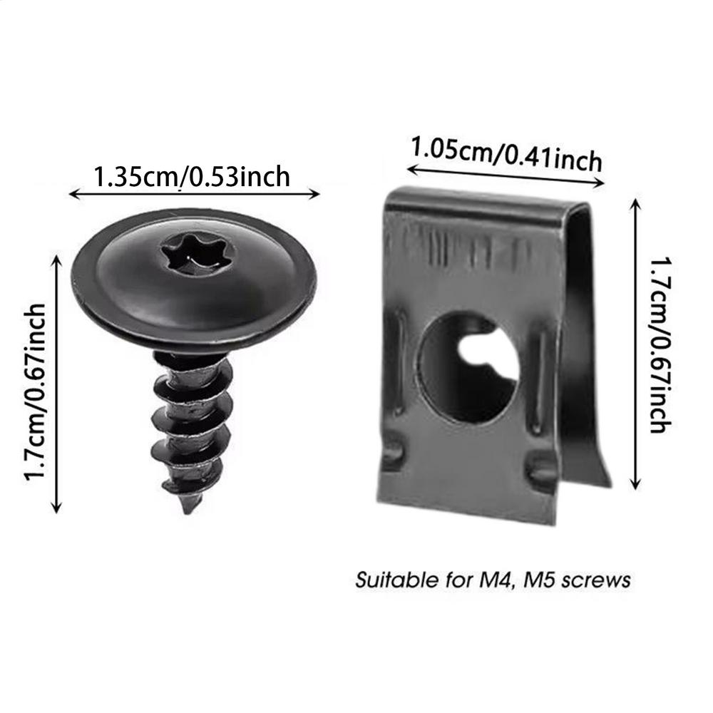 Car U-Clips With Screw Assortment Kit U Clips For Car Interior Metal Rustproof Repair Accessories For Car Dashboard Panel Bumper чёрный