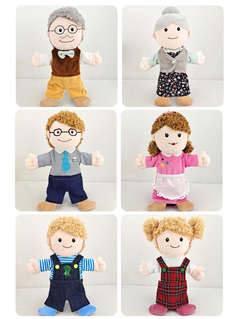 Family Hand Puppets: Cartoon Plush Dolls for Parent-Child Role Play and Kindergarten Teaching