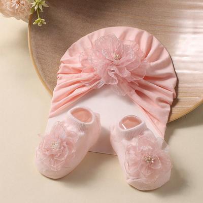 Ylsteed Cute Newborn Socks+ Headbands Set Non Slip Cotton Sock Lace Flower Baby Girl Hat Turban Girl Hair Accessories