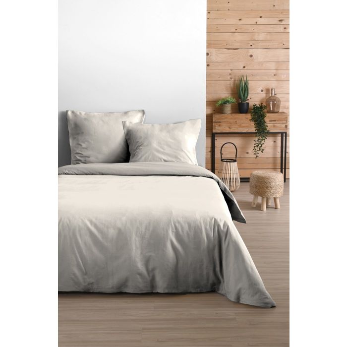 Housse de couette en coton 220 x 240 cm uni Edenne ivoire