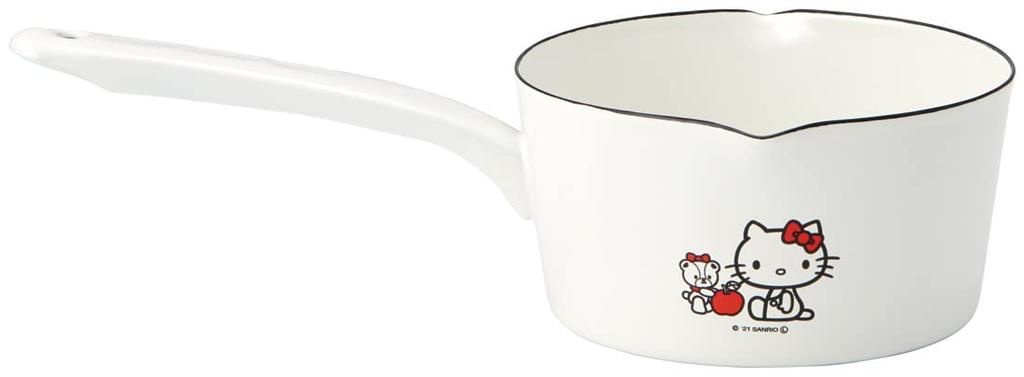 Skater Enamel Milk Sanrio Hello Kitty Tiny Double-Spout Pan, 15cm, 1.2L, & Chum, ENMP1-A