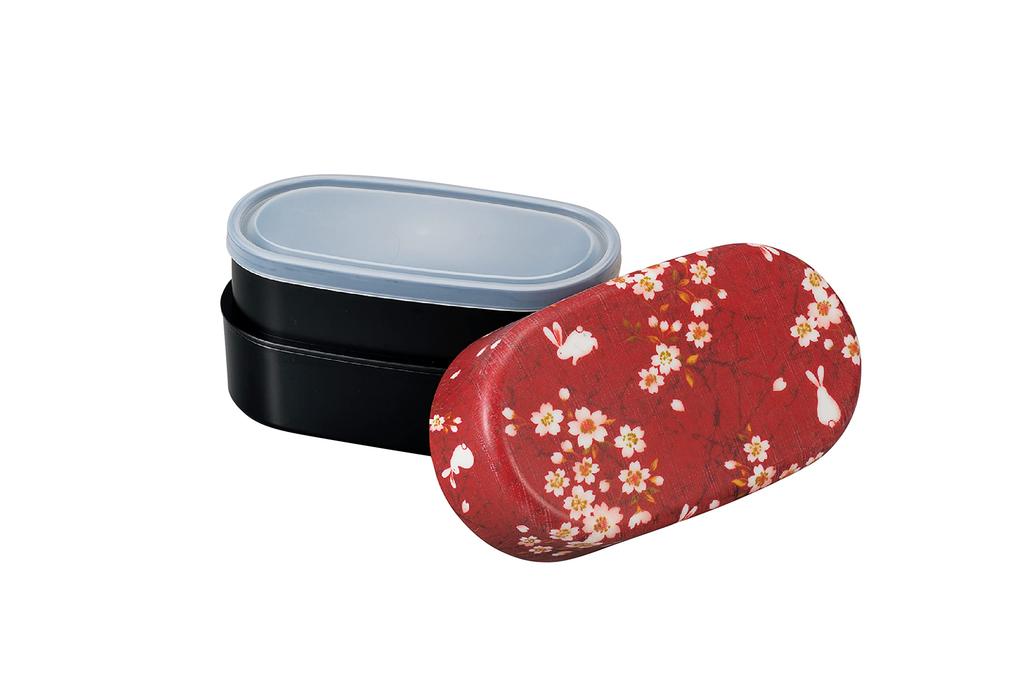 Tatsumiya Sakura Rabbit Oval Bento 830 30248 Cloth-Covered Box, Pink,