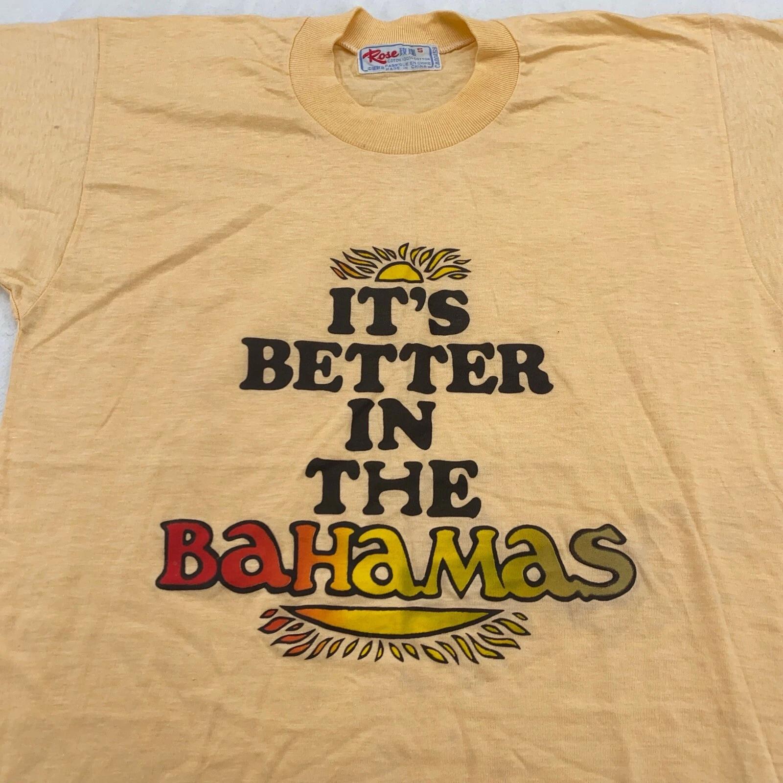 

vintage 80s IT’S BETTER IN THE BAHAMAS T-Shirt 2XS beach sunset rainbow surf S